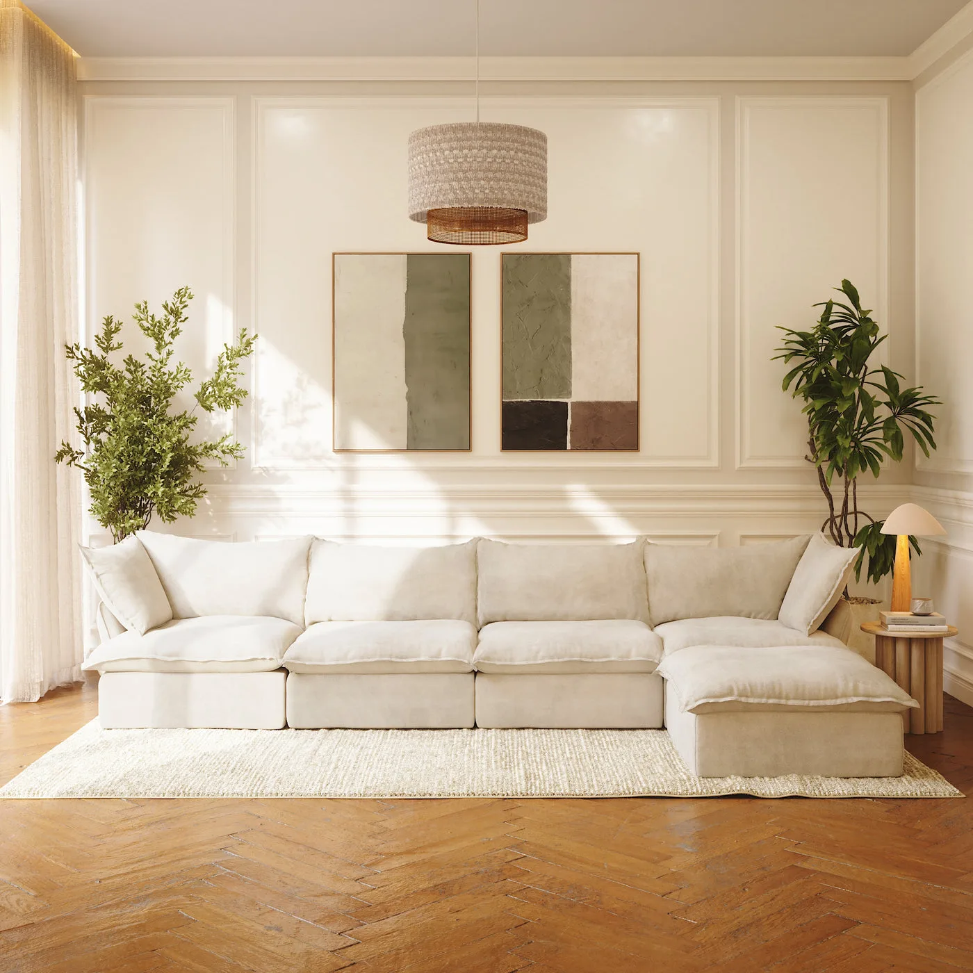 CloudComfort™ Modular Washable Luxe Sofa - 4 Seater Chaise