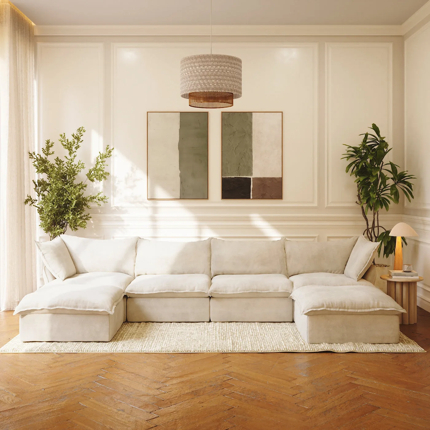 CloudComfort™ Modular Washable Luxe Sofa - 4 Seater U-Sectional