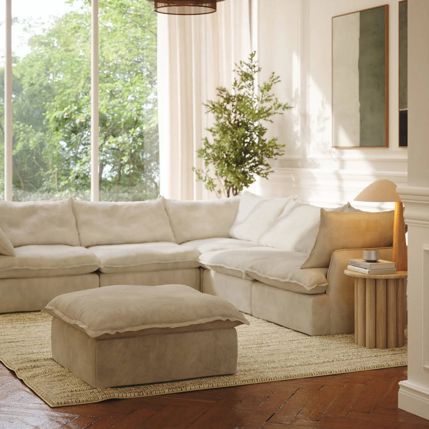 CloudComfort™ Modular Washable Luxe Sofa - 5 Seater Corner Sectional + Ottoman view 6