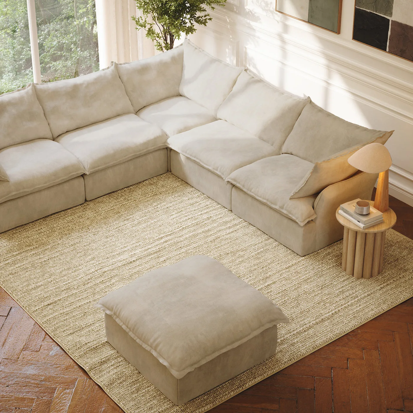 CloudComfort™ Modular Washable Luxe Sofa - 5 Seater Corner Sectional + Ottoman view 7