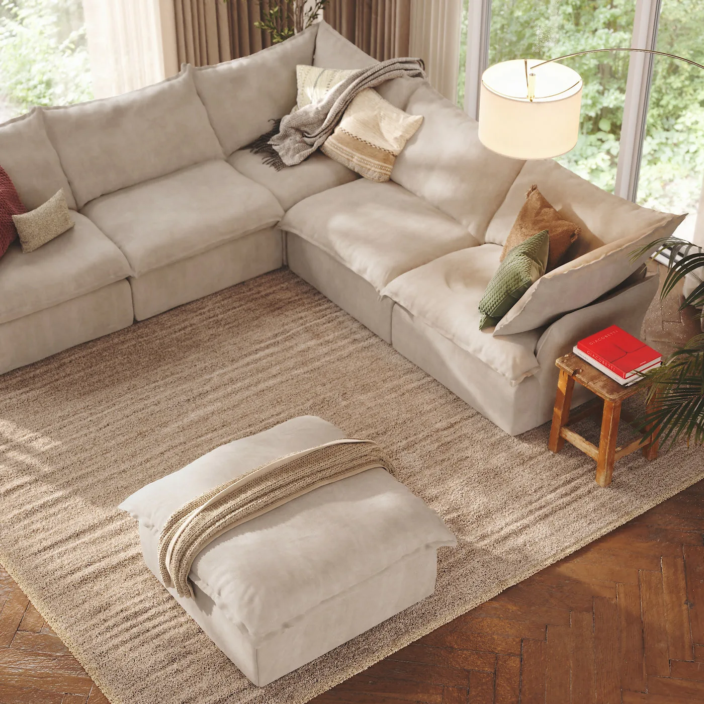 CloudComfort™ Modular Washable Luxe Sofa - 5 Seater Corner Sectional + Ottoman view 8
