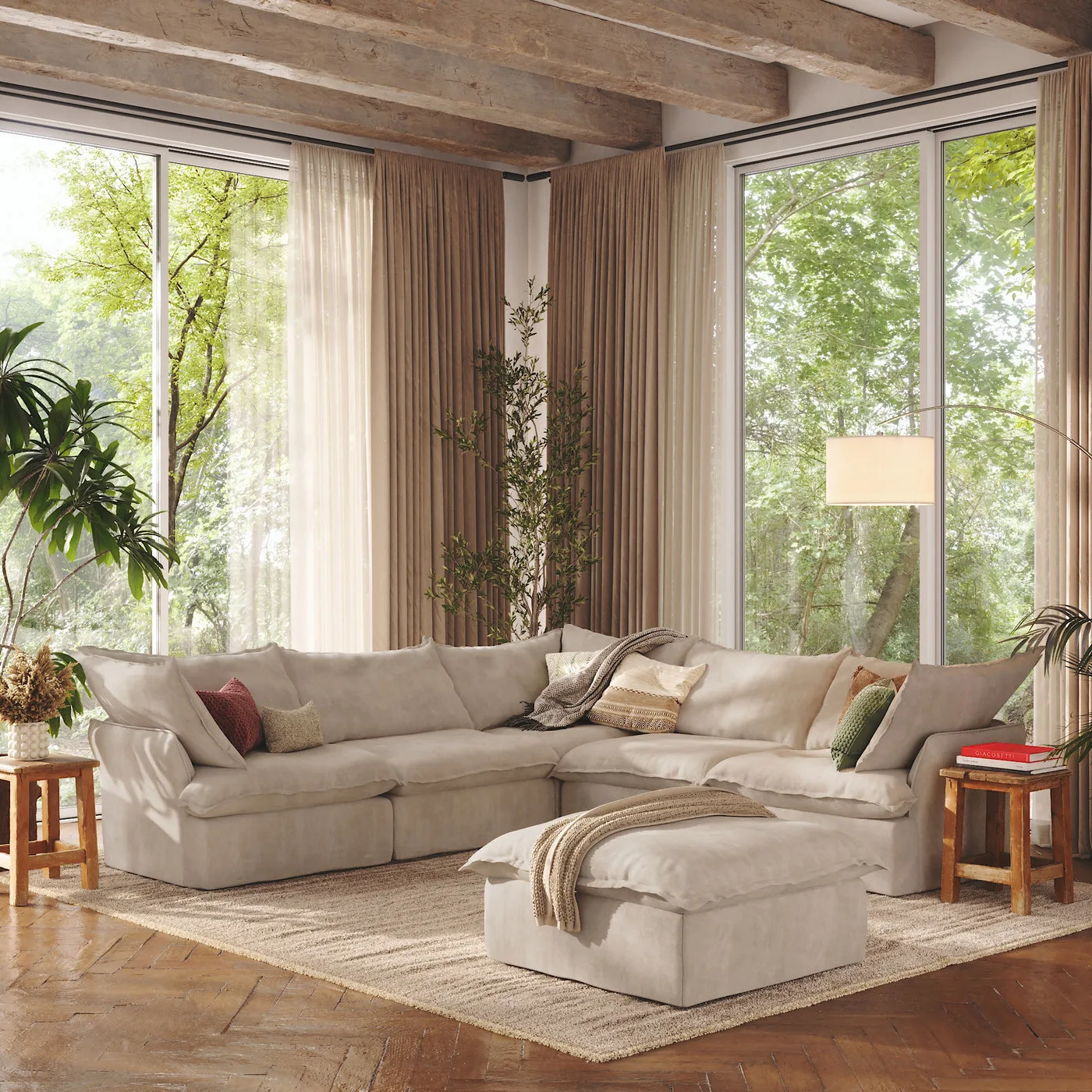 CloudComfort™ Modular Washable Luxe Sofa - 5 Seater Corner Sectional + Ottoman view 9