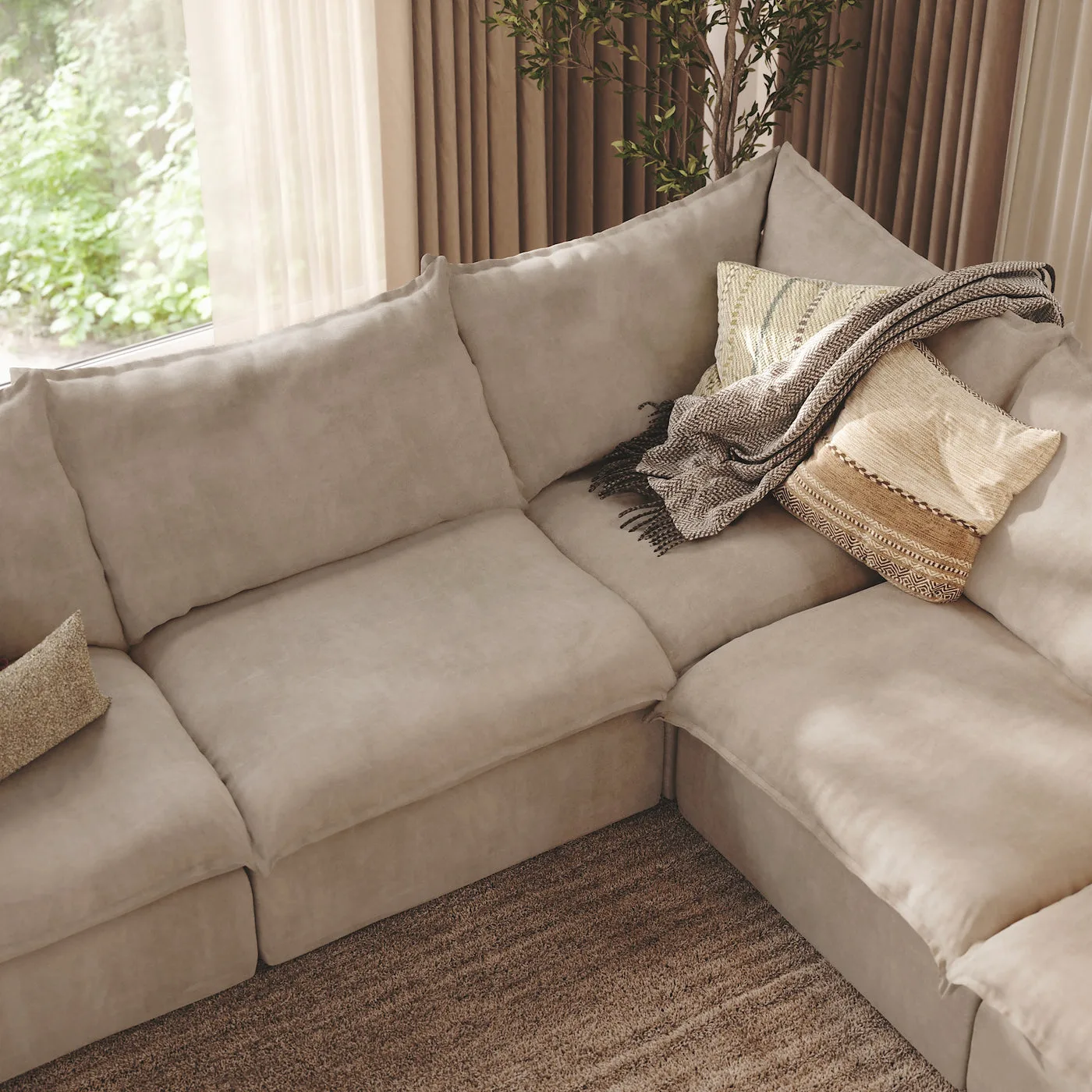 CloudComfort™ Modular Washable Luxe Sofa - 5 Seater Corner Sectional + Ottoman view 10
