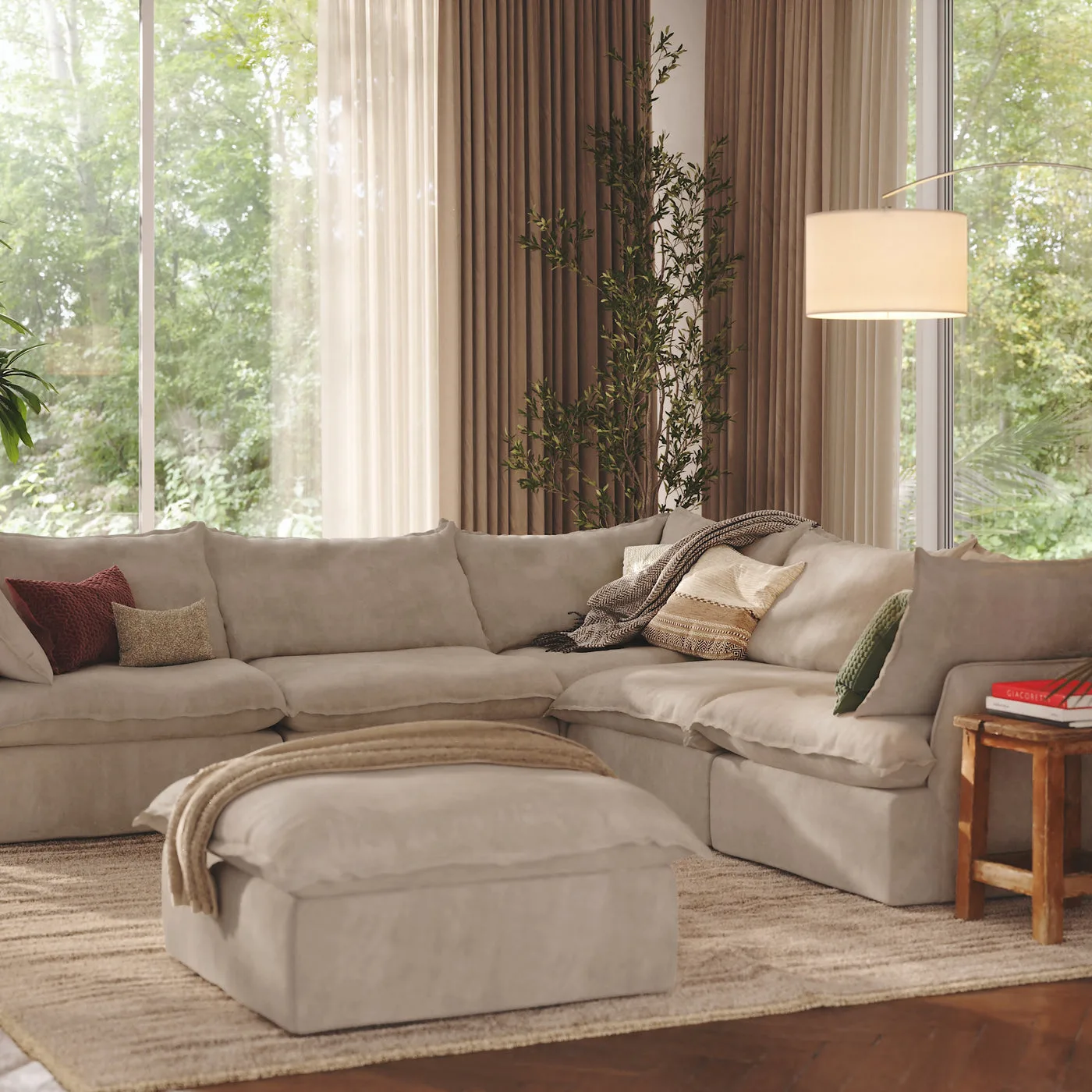 CloudComfort™ Modular Washable Luxe Sofa - 5 Seater Corner Sectional + Ottoman view 11