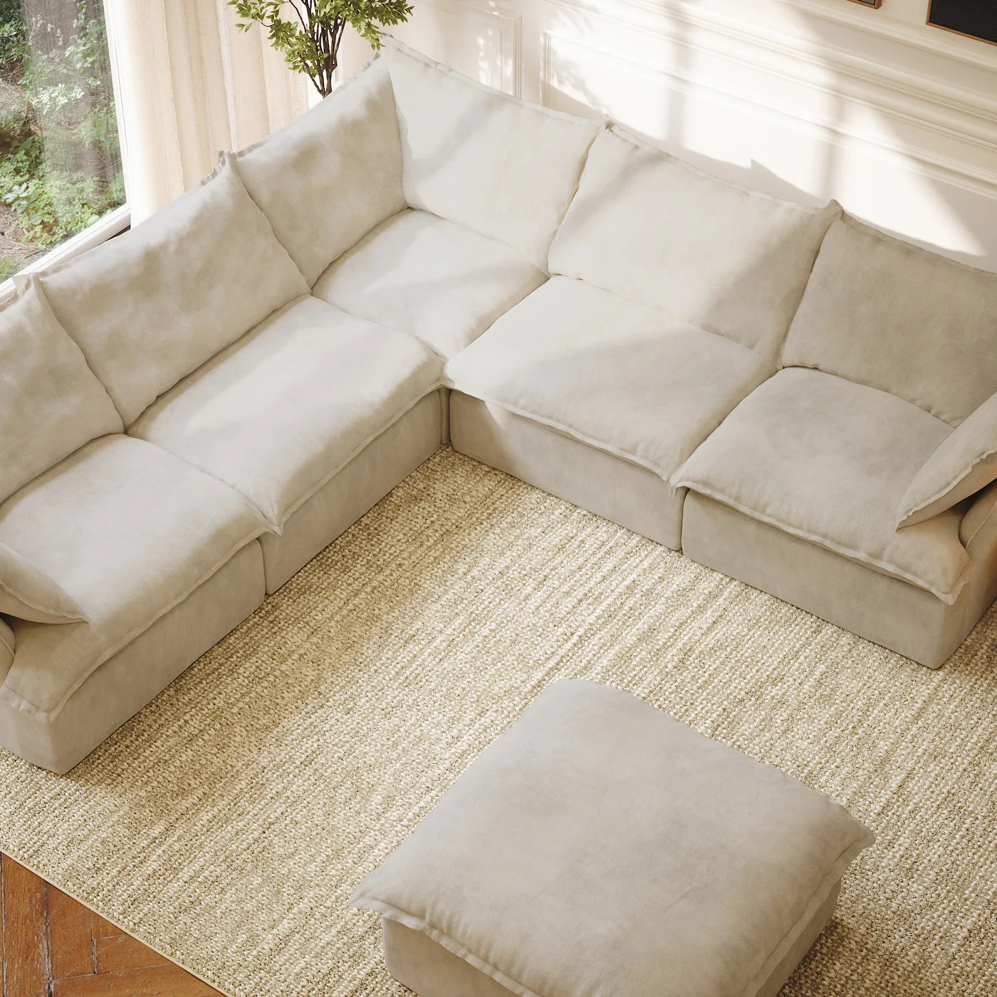 CloudComfort™ Modular Washable Luxe Sofa - 5 Seater Corner Sectional + Ottoman view 14