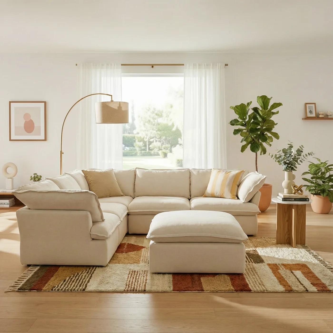 CloudComfort™ Modular Washable Luxe Sofa - 5 Seater Corner Sectional + Ottoman view 15