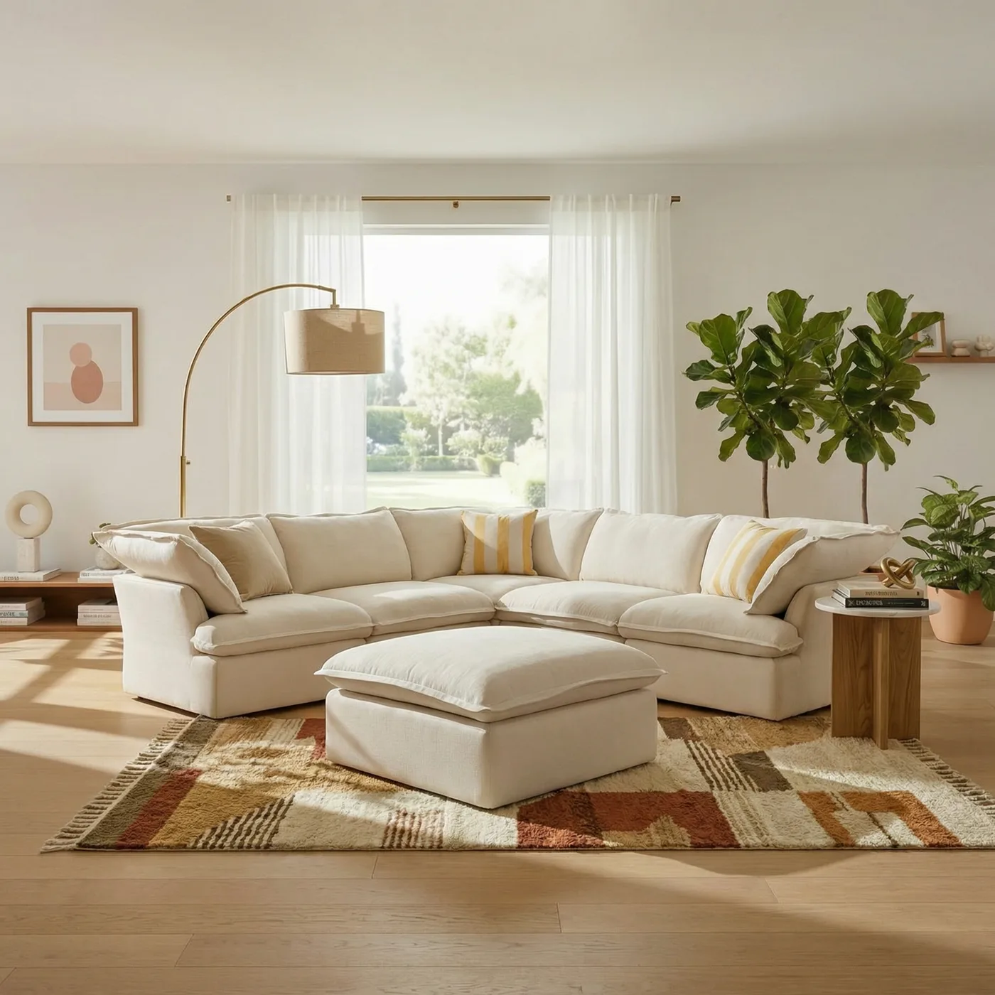 CloudComfort™ Modular Washable Luxe Sofa - 5 Seater Corner Sectional + Ottoman view 16