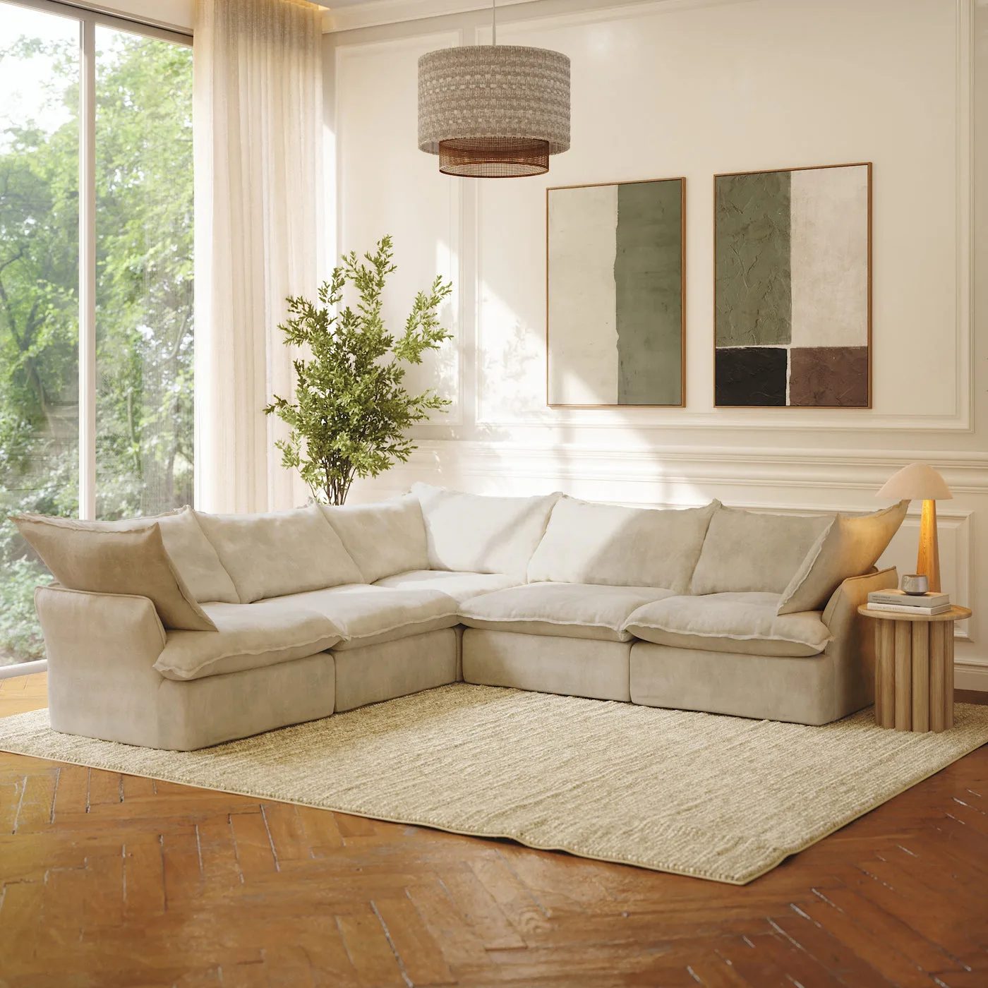 CloudComfort™ Modular Washable Luxe Sofa - 5 Seater Corner Sectional view 3