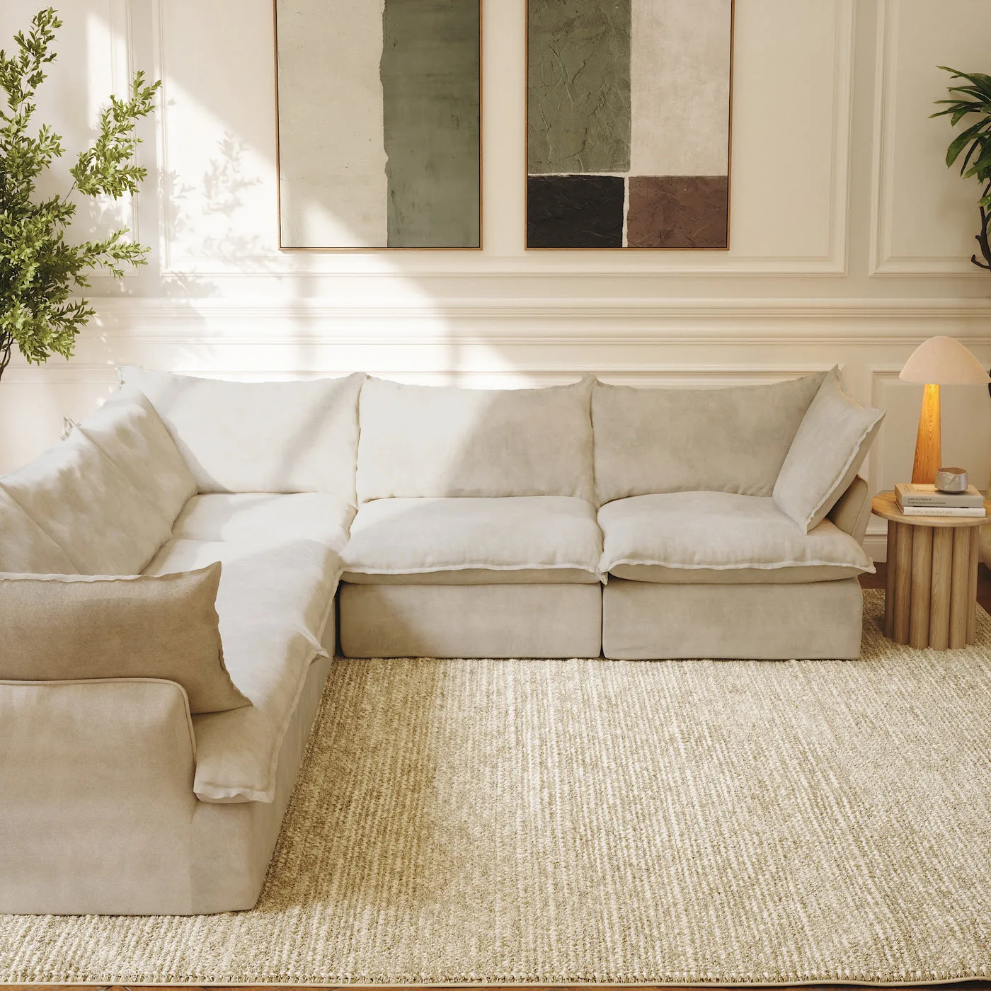CloudComfort™ Modular Washable Luxe Sofa - 5 Seater Corner Sectional view 4