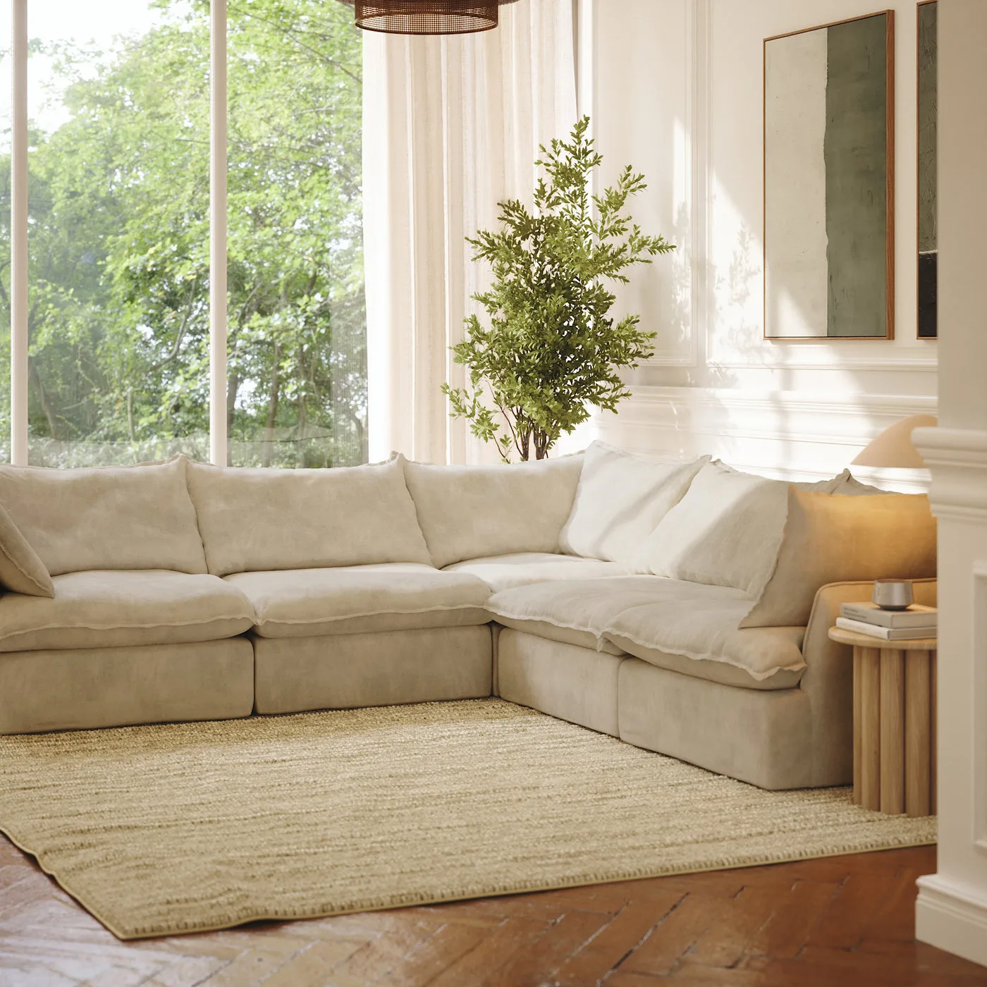 CloudComfort™ Modular Washable Luxe Sofa - 5 Seater Corner Sectional view 6