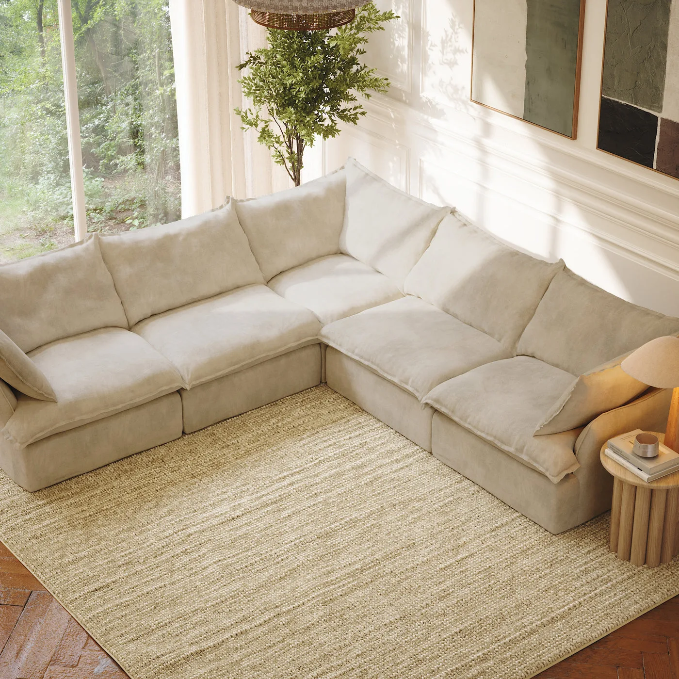CloudComfort™ Modular Washable Luxe Sofa - 5 Seater Corner Sectional view 7
