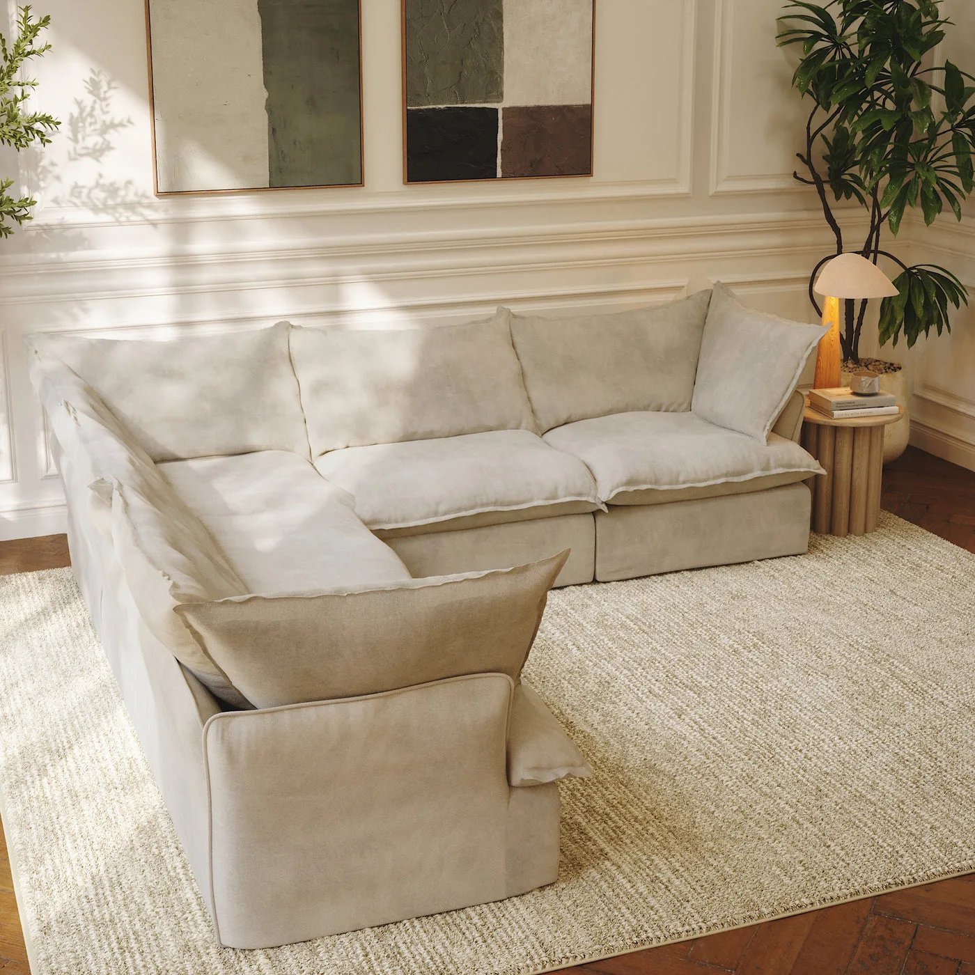 CloudComfort™ Modular Washable Luxe Sofa - 5 Seater Corner Sectional view 8