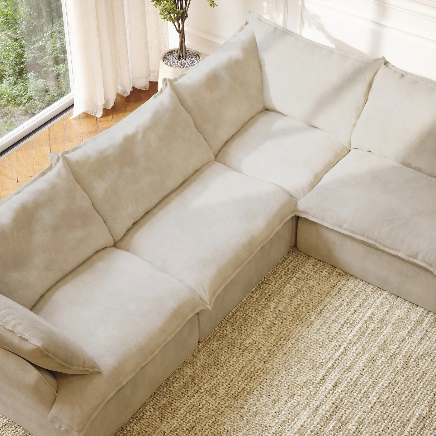 CloudComfort™ Modular Washable Luxe Sofa - 5 Seater Corner Sectional view 9