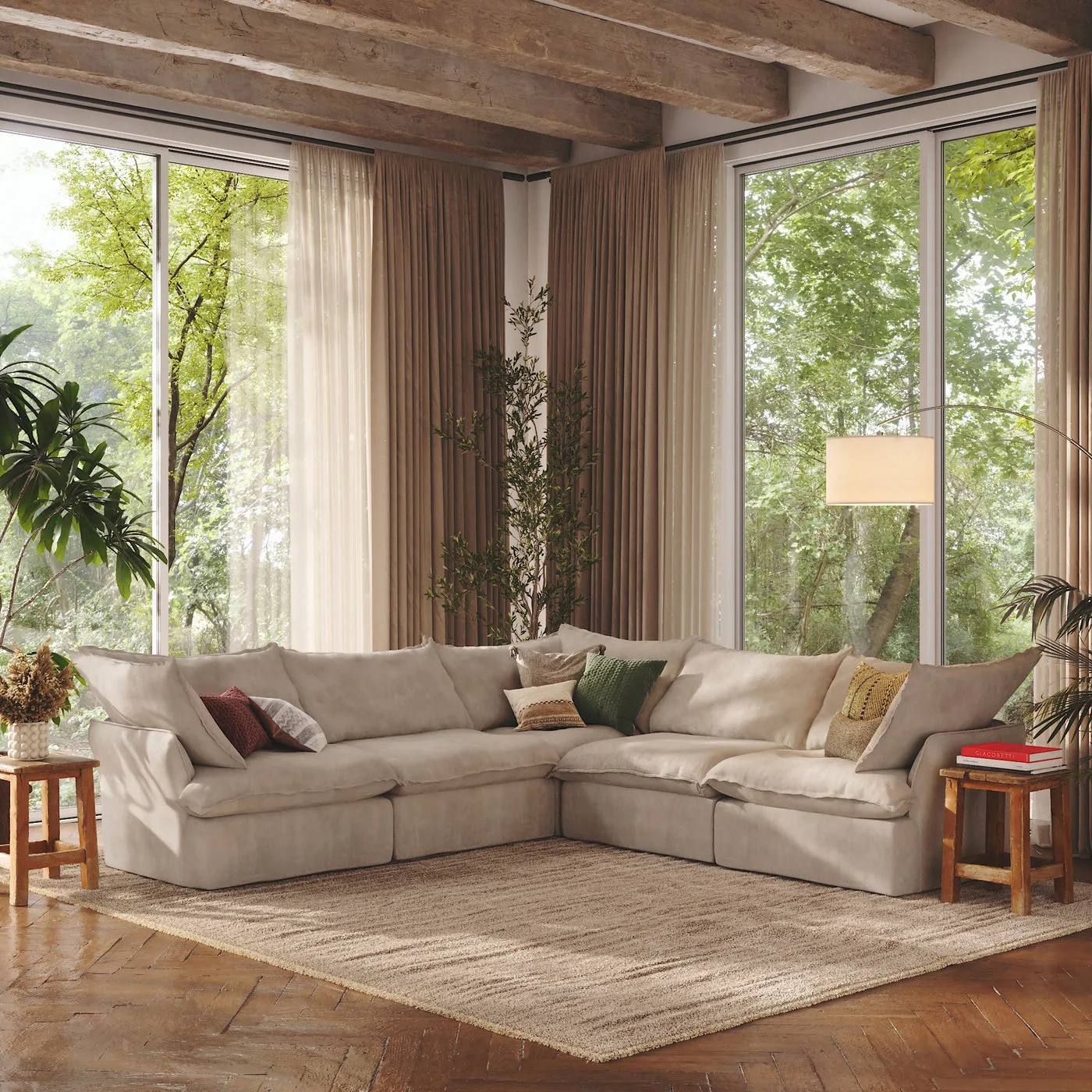 CloudComfort™ Modular Washable Luxe Sofa - 5 Seater Corner Sectional view 11