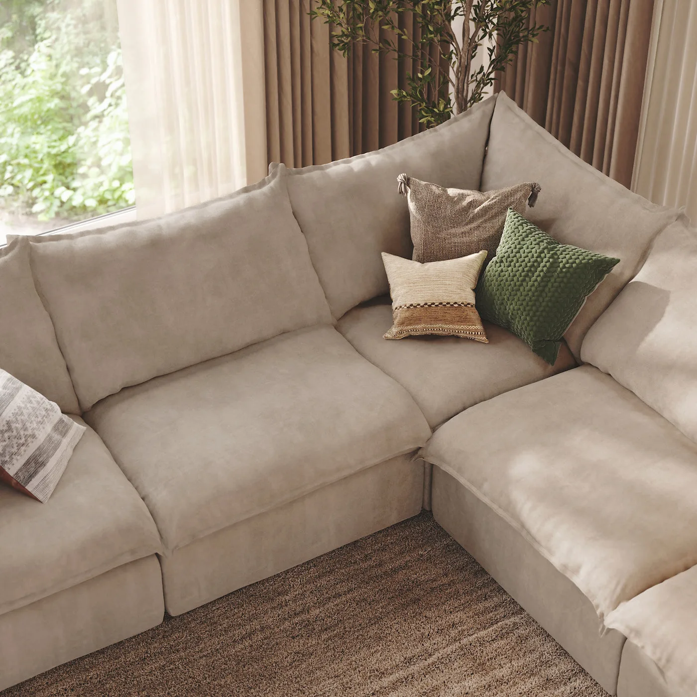 CloudComfort™ Modular Washable Luxe Sofa - 5 Seater Corner Sectional view 12