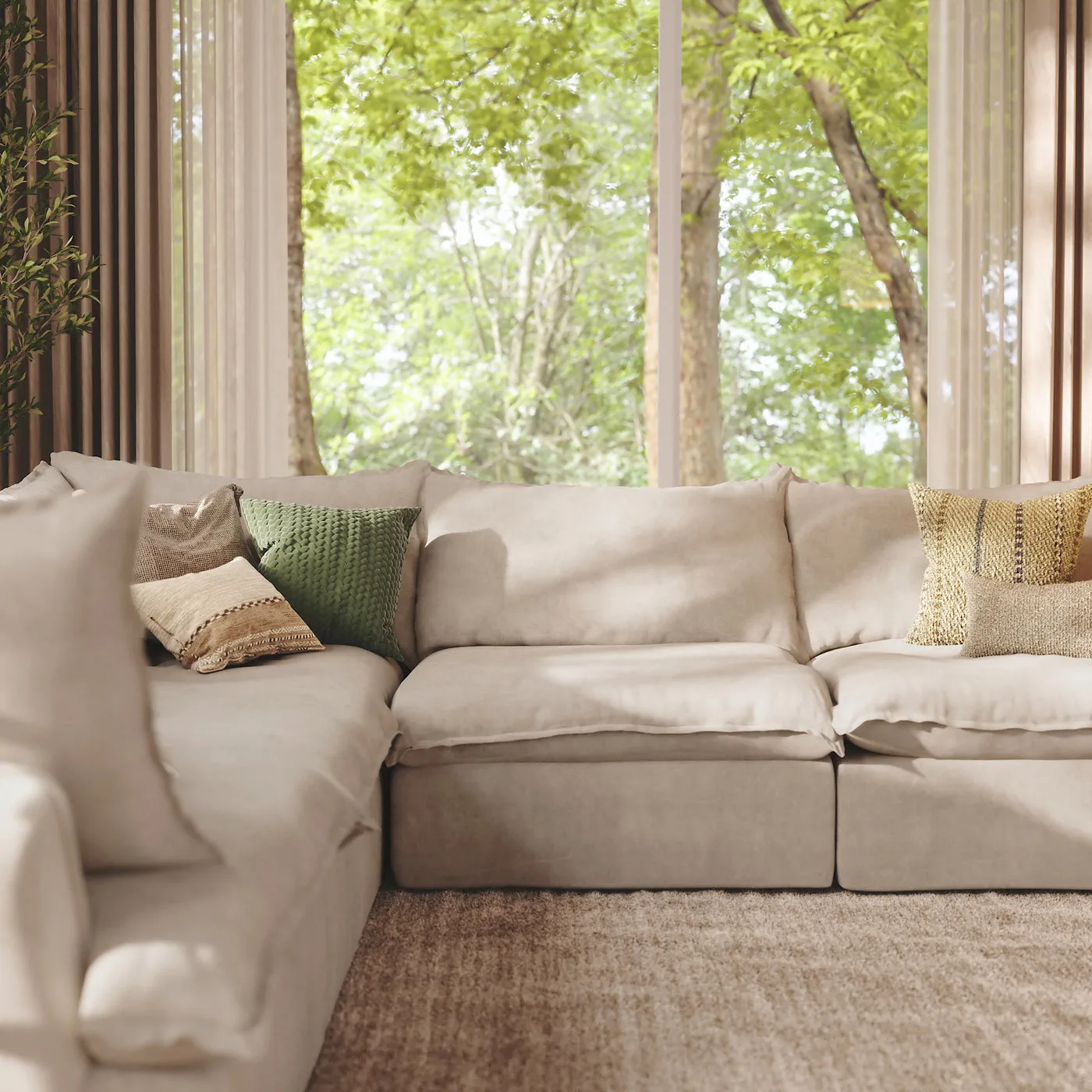 CloudComfort™ Modular Washable Luxe Sofa - 5 Seater Corner Sectional view 13