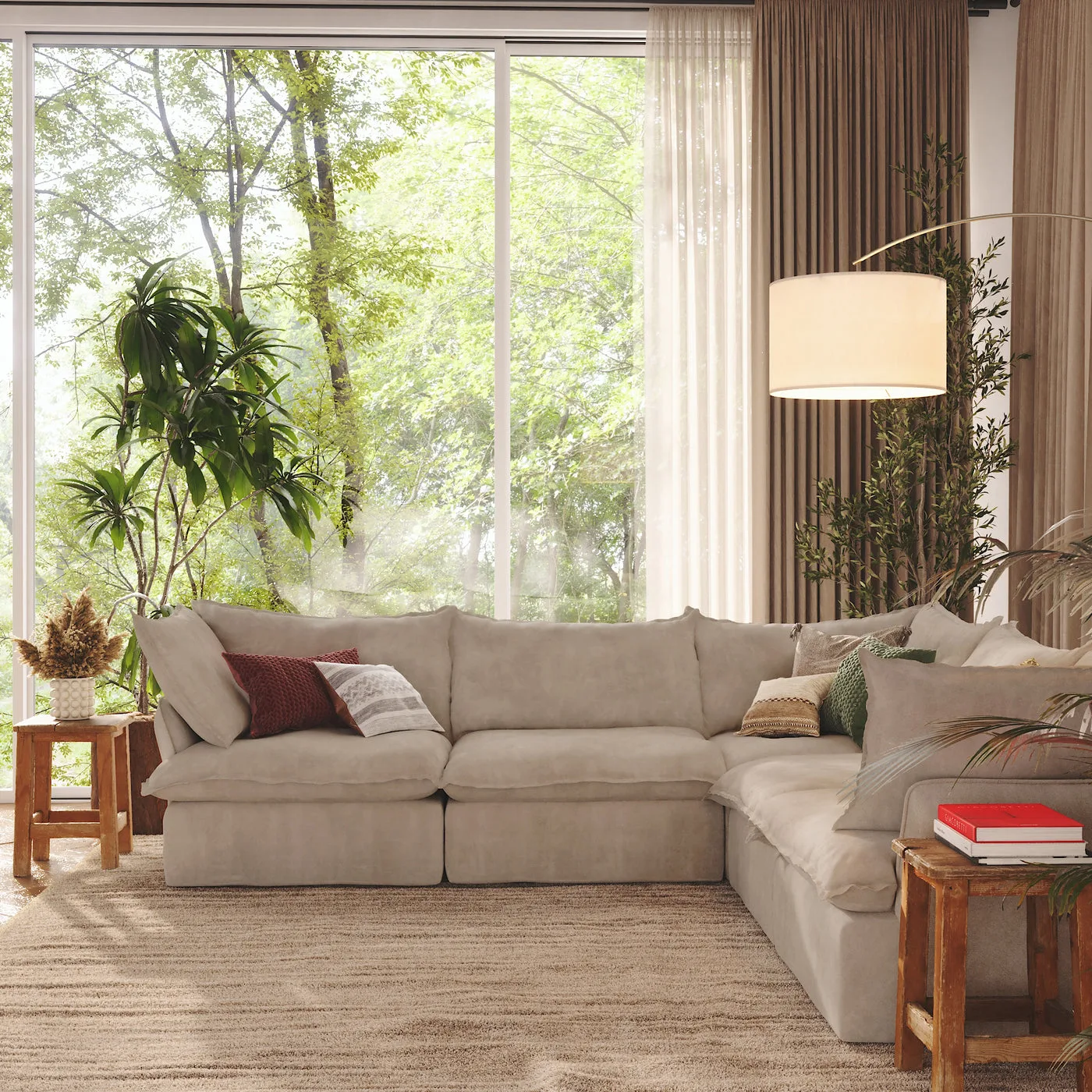 CloudComfort™ Modular Washable Luxe Sofa - 5 Seater Corner Sectional view 14